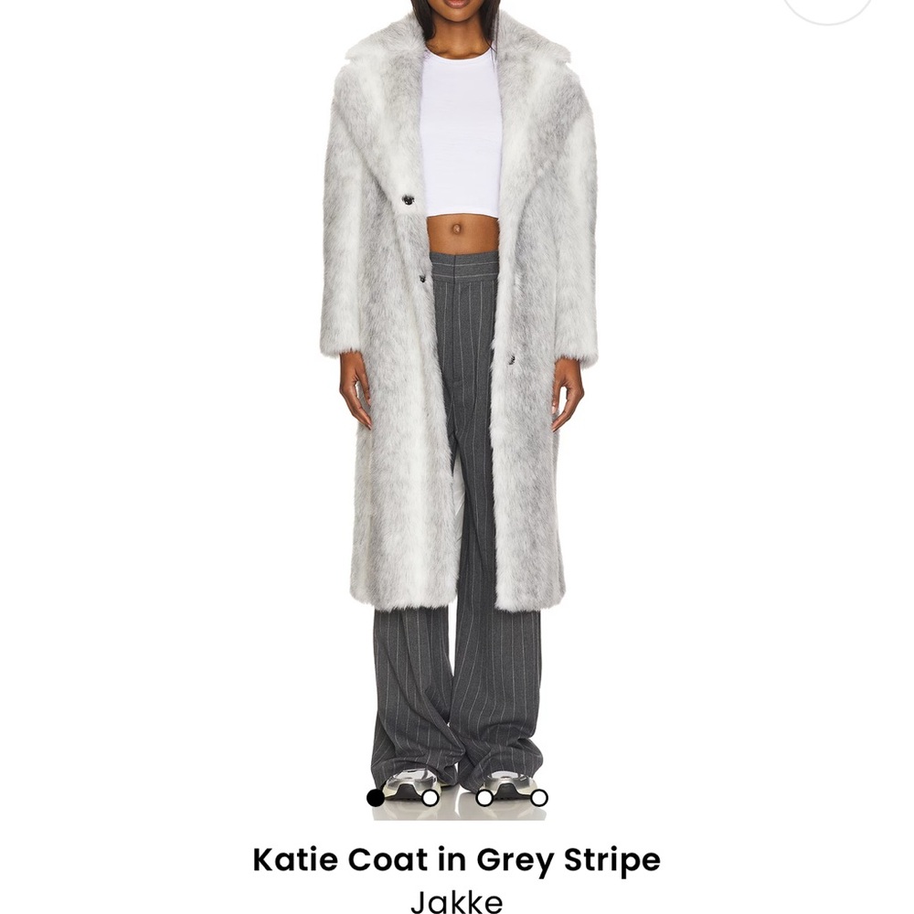 Faux Fur Jakke Katie Coat in Gray Stripe